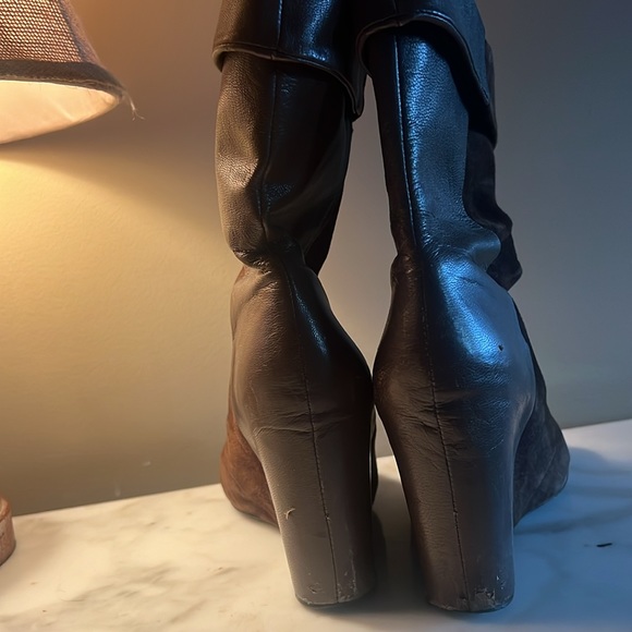 Enzo Angiolini brown half leather, half suede boots Ankle wedge boots. - Picture 4 of 4